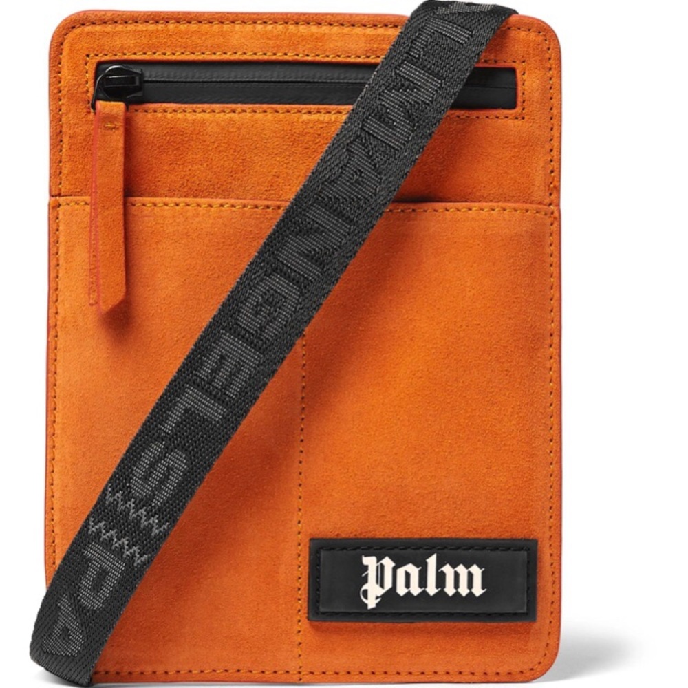 PALM ANGELS Orange Suede Logo Patch Cross Body